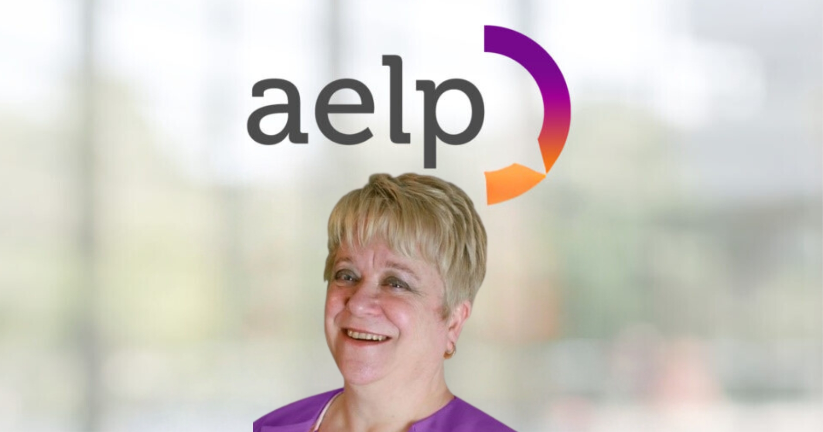 Debbie Gardiner MBE smiling below the AELP logo